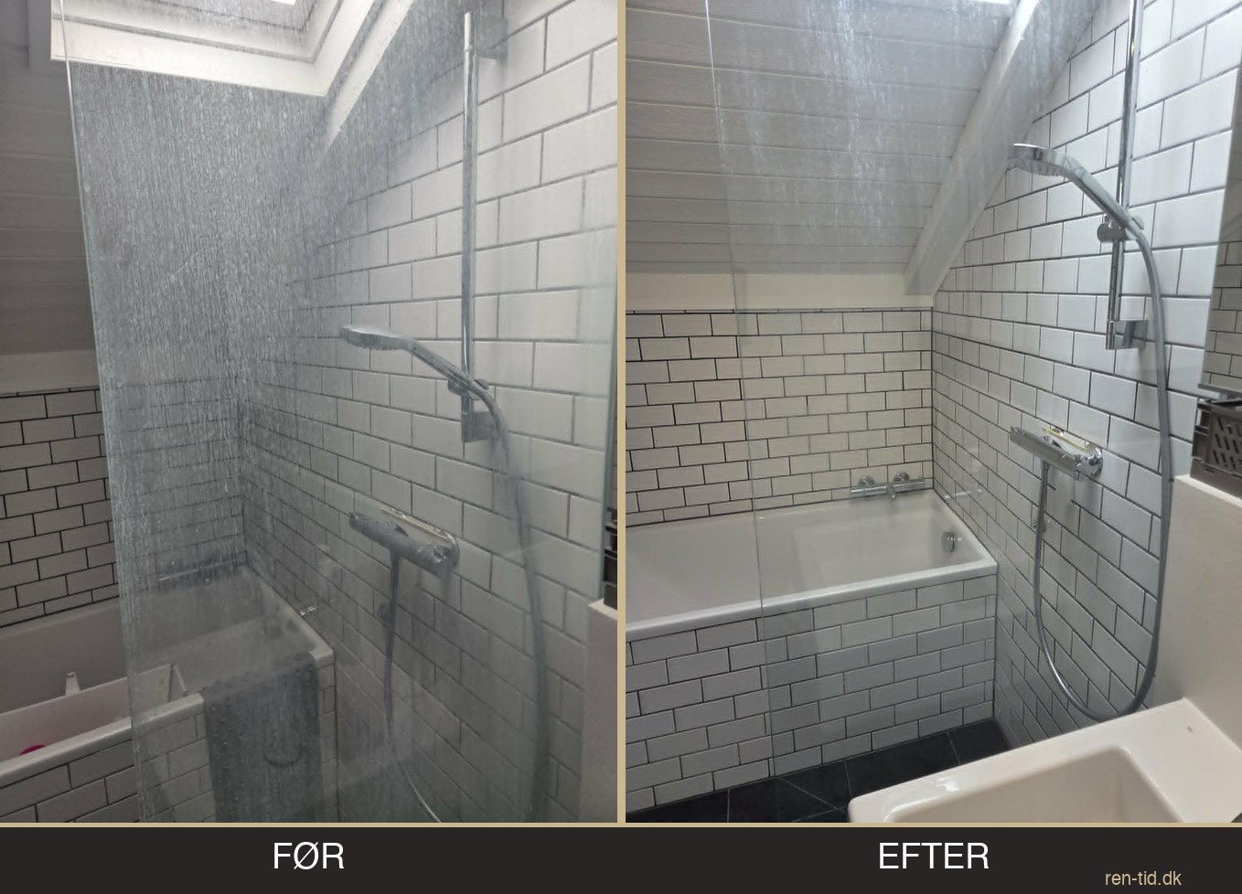Før og efter — Shower niche